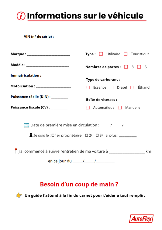 Carnet d'entretien automobile - AutoFlex