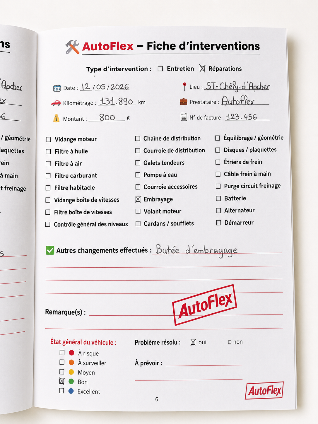 Carnet d'entretien automobile - AutoFlex