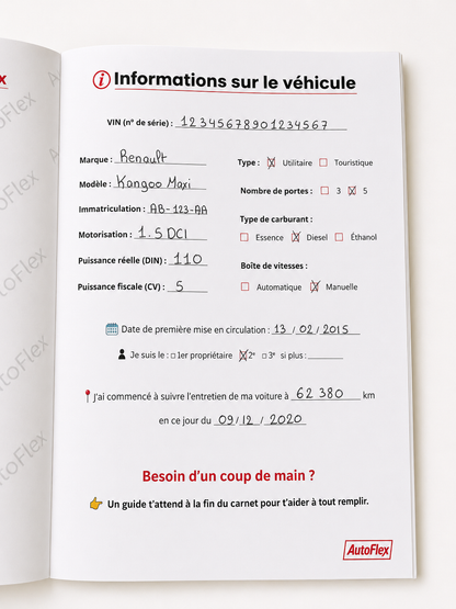 Carnet d'entretien automobile - AutoFlex